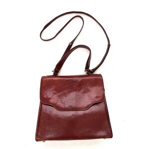 Brahmin Brown Leather Crossbody Shoulder Bag Vintage Bronze Hardware Flap Close